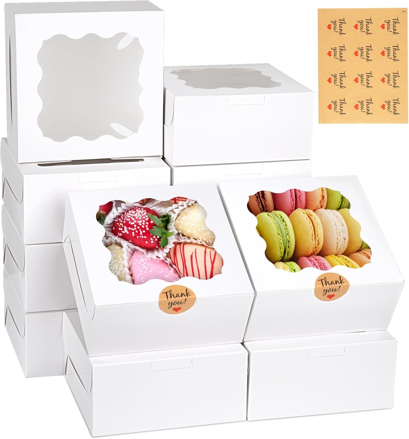 Cajas para galletas de 12 piezas con ventana, 6×6×3 pulgadas, ideal para repostería y postres, con logo personalizado, marca blanca, fabricadas por un proveedor.