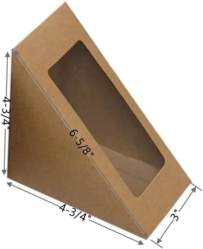 Cajas de papel para sandwiches de 50 piezas con ventana eco-amigable para servicio de comida para llevar, Marca Blanca y personalización de Logo, Proveedor de soluciones para panaderías y restaurantes.