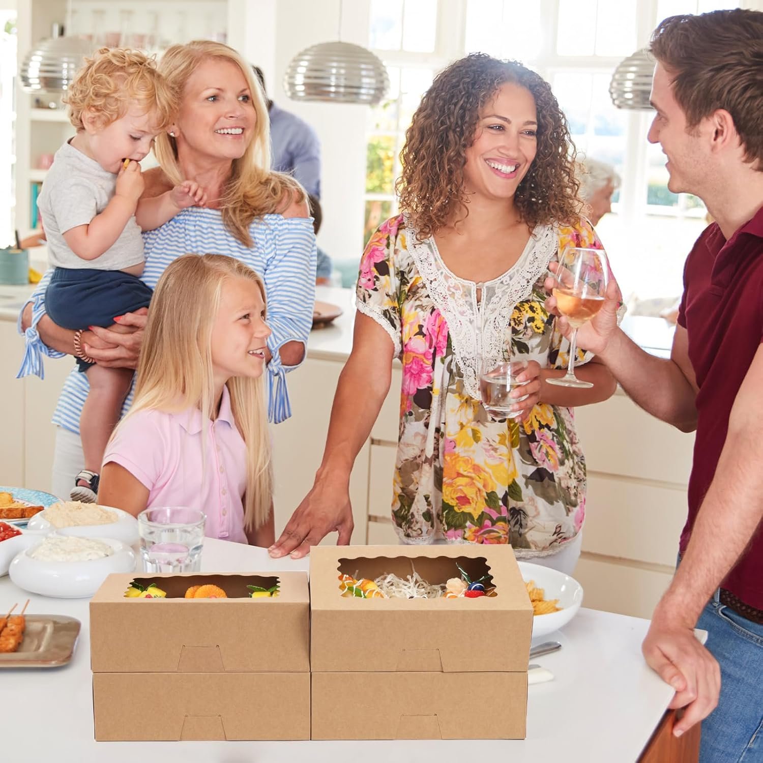 Caja de pastelería con ventana de 28 piezas, 9x6x3 pulgadas, ideal para galletas, fresas cubiertas de chocolate, dulces, muffins y donuts. Marca blanca, personalización de logo disponible, directamente de nuestro proveedor.