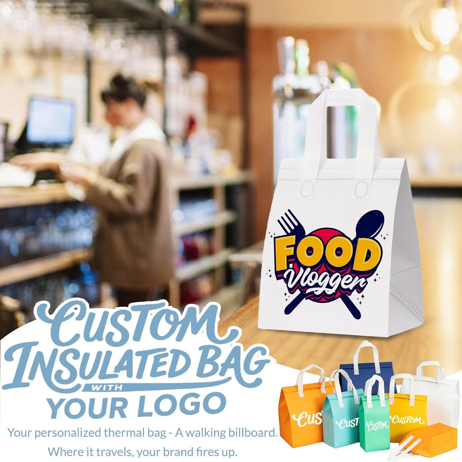 Bolsas Térmicas Personalizadas para Comida para Llevar con Logo, Paquete de 100 Piezas, Diseño de Marca Blanca, Fabricante de Bolsas Reutilizables para Bebidas y Alimentos Calientes y Fríos. Bolsas Térmicas Personalizadas para Comida para Llevar con Logo, Paquete de 100 Piezas, Diseño de Marca Blanca, Fabricante de Bolsas Reutilizables para Bebidas y Alimentos Calientes y Fríos.