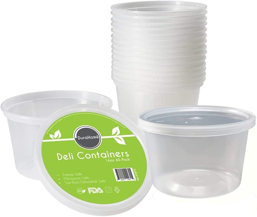 Contenedores Deli con tapas a prueba de fugas - 40 piezas BPA libre, aptos para microondas y de calidad premium, ideales para el almacenamiento de alimentos (16 oz.) - Marca blanca del proveedor, seguros para congelador y lavavajillas. Contenedores Deli con tapas a prueba de fugas - 40 piezas BPA libre, aptos para microondas y de calidad premium, ideales para el almacenamiento de alimentos (16 oz.) - Marca blanca del proveedor, seguros para congelador y lavavajillas.