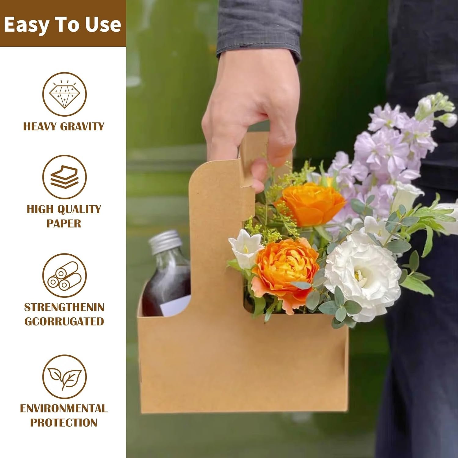 Logo Personalizado Porta Bebidas desechable con asa (2 o 4 tazas) Soporte para bebidas ensamblable ideal para reparto de comida y bebidas, Proveedor de portacopas para café