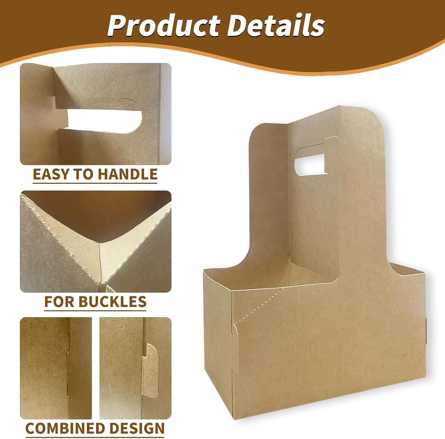 Logo Personalizado Porta Bebidas desechable con asa (2 o 4 tazas) Soporte para bebidas ensamblable ideal para reparto de comida y bebidas, Proveedor de portacopas para café