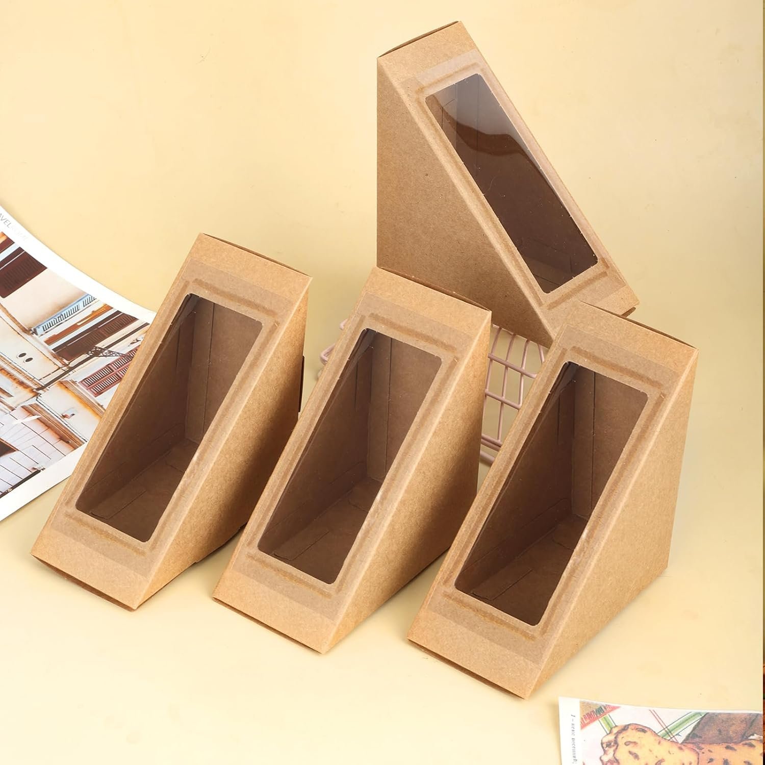 Caja de Sándwich de Papel con Ventana, 50 Piezas, Marca Blanca para Servicios de Comida para Llevar, Proveedor de Cajas para Mini Hamburguesas y Bakery. Caja de Sándwich de Papel con Ventana, 50 Piezas, Marca Blanca para Servicios de Comida para Llevar, Proveedor de Cajas para Mini Hamburguesas y Bakery.