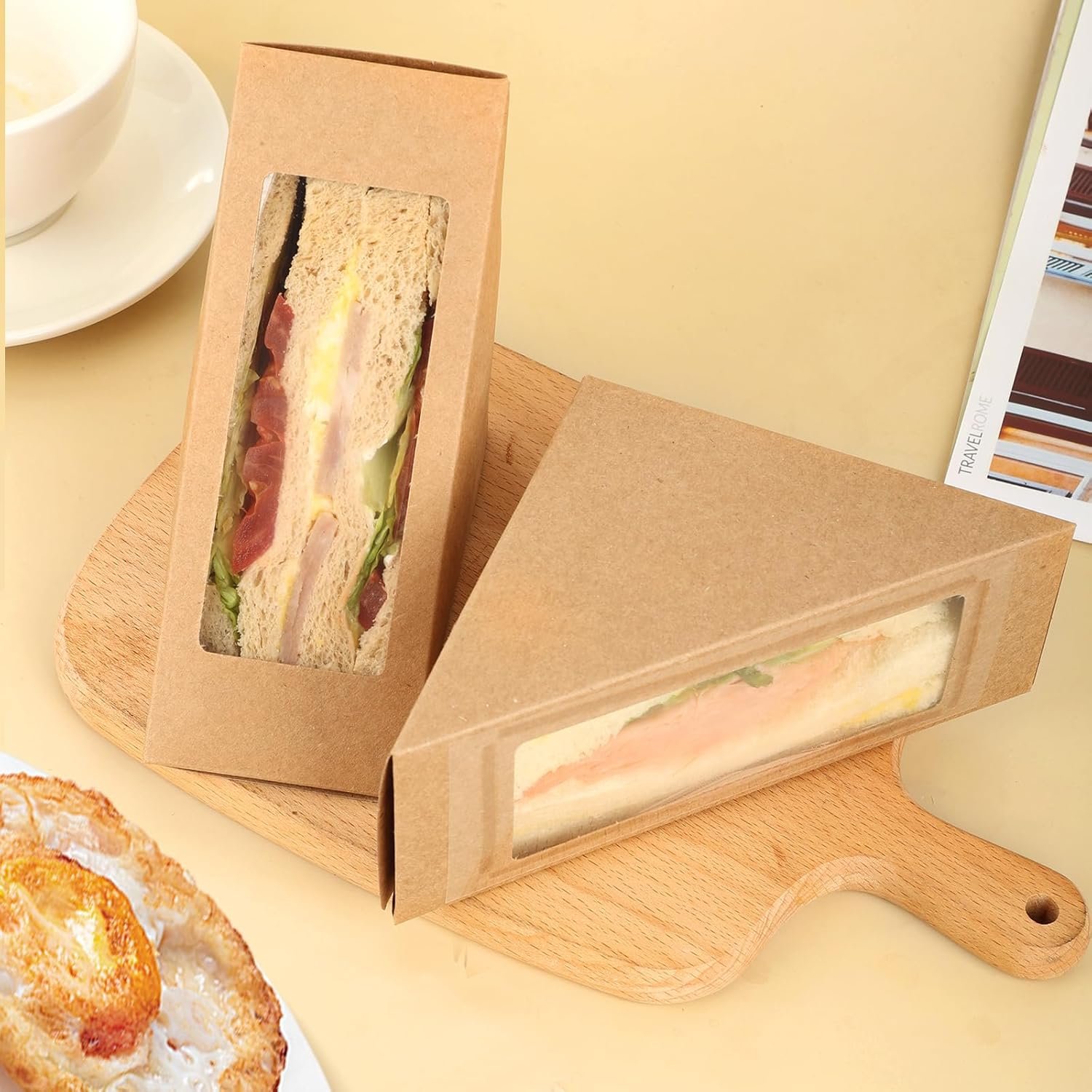 Caja de Sándwich de Papel con Ventana, 50 Piezas, Marca Blanca para Servicios de Comida para Llevar, Proveedor de Cajas para Mini Hamburguesas y Bakery. Caja de Sándwich de Papel con Ventana, 50 Piezas, Marca Blanca para Servicios de Comida para Llevar, Proveedor de Cajas para Mini Hamburguesas y Bakery.