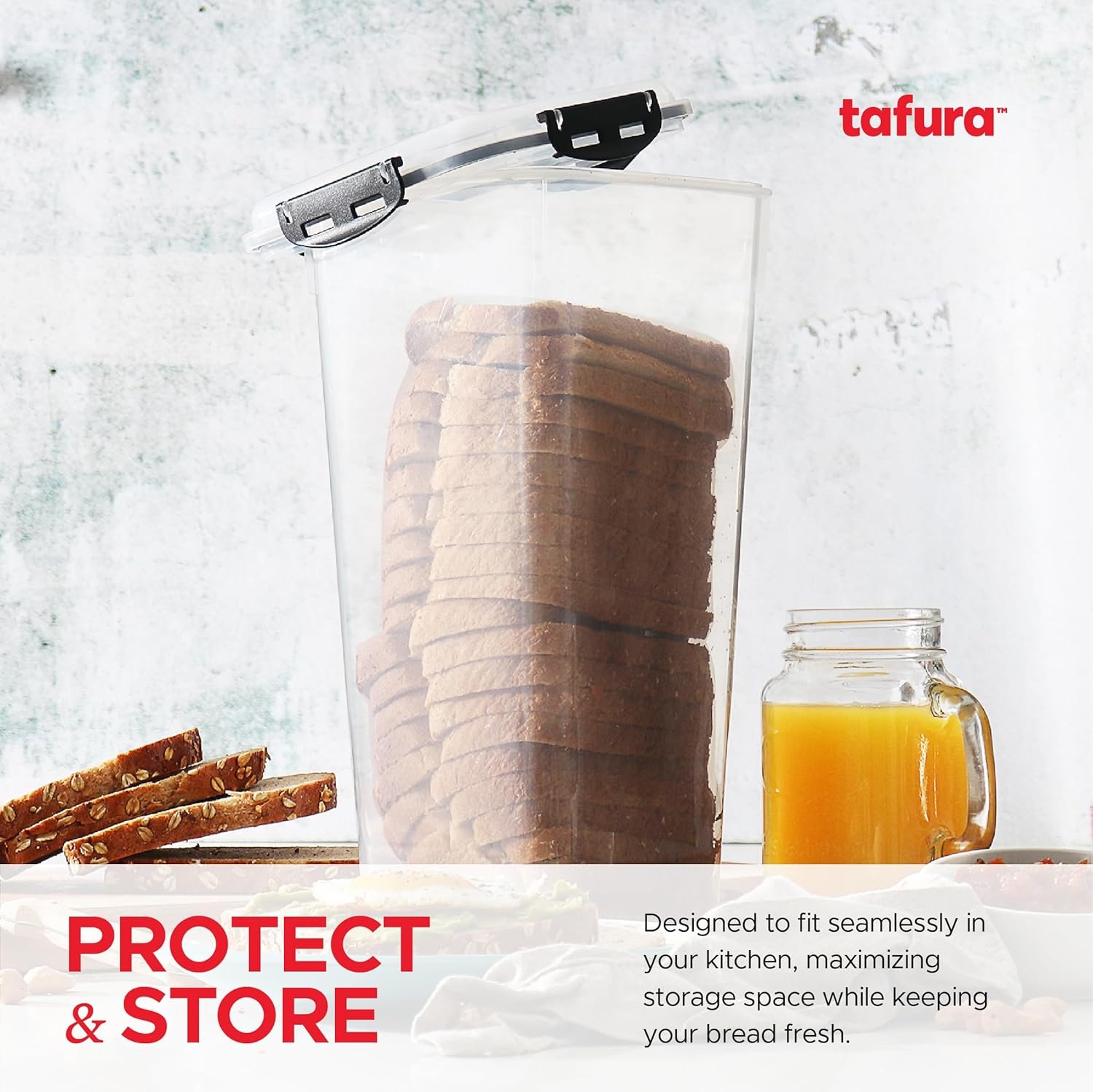 Contenedor de Pan de 5.8 Litros - Caja de Plástico BPA Libre para Panes Caseros y Productos Horneados con Tapa Negra Hermética, Proveedor de Marca Blanca y Logo Personalizado.