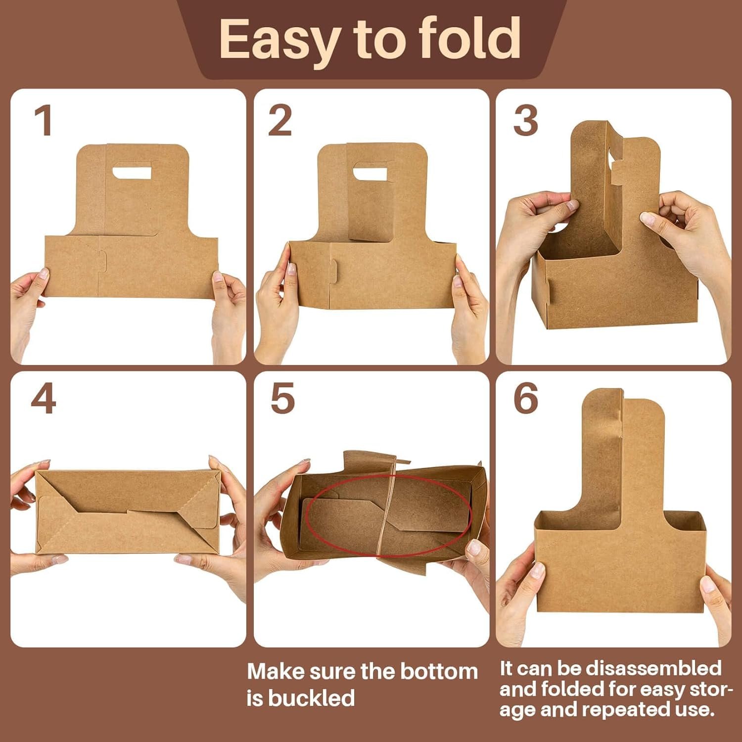 Logo Personalizado Soporte para Bebidas de Doble Taza con Asa - 12 Piezas Portátiles de Cartón Desechable para Café, Porta Bebidas para Entregas de Comida y Bebidas Calientes/Frias - Proveedor