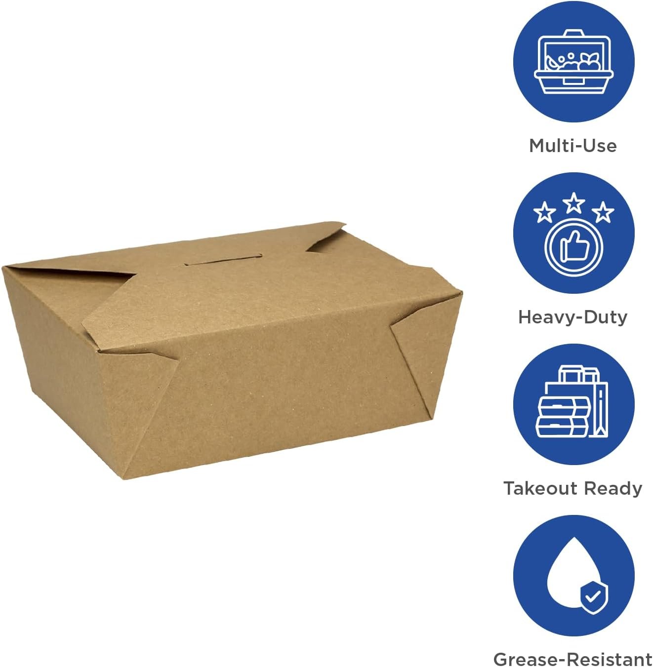 Logo Personalizado Cajas de Papel para Llevar [76 oz - 200ct] Resistentes a Fugas, Microondas, y de Alta Resistencia | Resistentes a Grasas y Apilables | Fábrica #3 Kraft Marrón