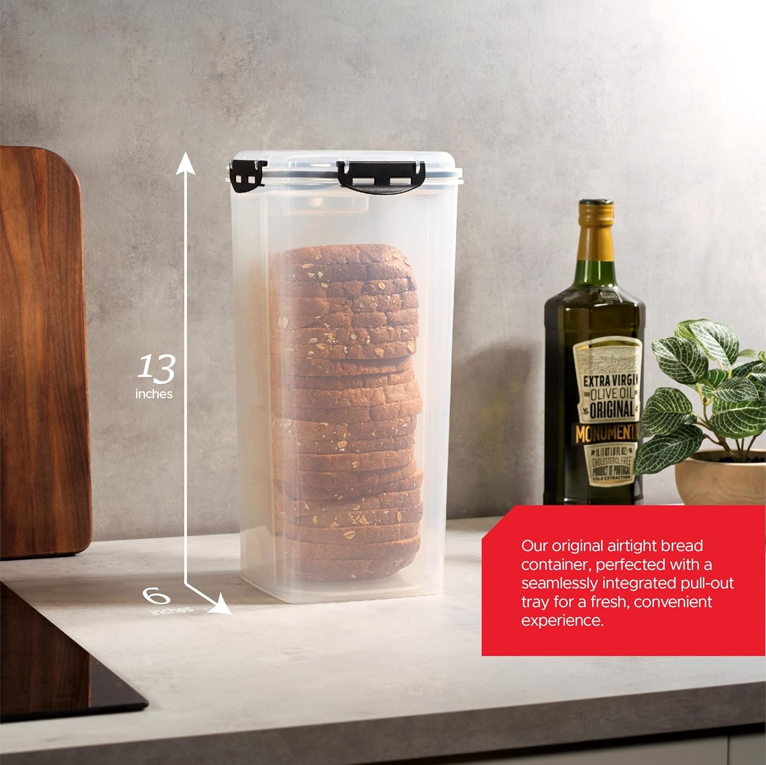 Contenedor de Pan de Plástico con Bandeja, Caja de Pan con Tapa Hermética, Logo Personalizado, Conservador de Pan para Pan Casero, Fábrica de Artículos de Cocina BPA Libre.