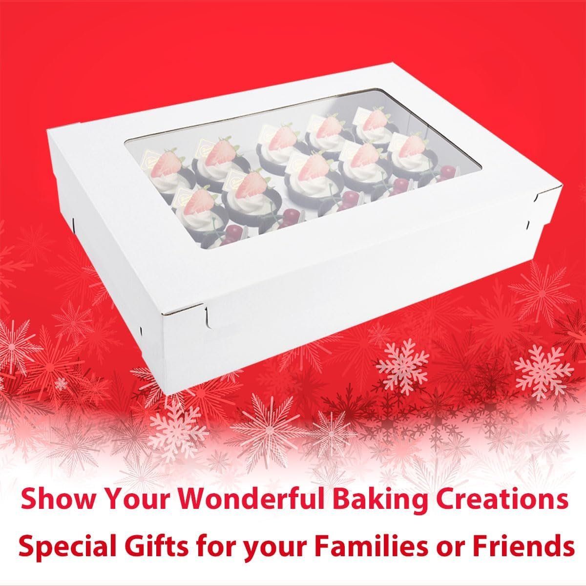 Logo Personalizado Cajas de Cupcakes de 6 Compartimentos con Ventana para 24 Cupcakes Estándar o Mini, Altura Ajustable para Pasteles, Galletas, Donuts, Muffins y Otros Repostería (17.7x11.8x4 Pulgadas) - Proveedor de Soluciones para Repostería. Logo Personalizado Cajas de Cupcakes de 6 Compartimentos con Ventana para 24 Cupcakes Estándar o Mini, Altura Ajustable para Pasteles, Galletas, Donuts, Muffins y Otros Repostería (17.7x11.8x4 Pulgadas) - Proveedor de Soluciones para Repostería.