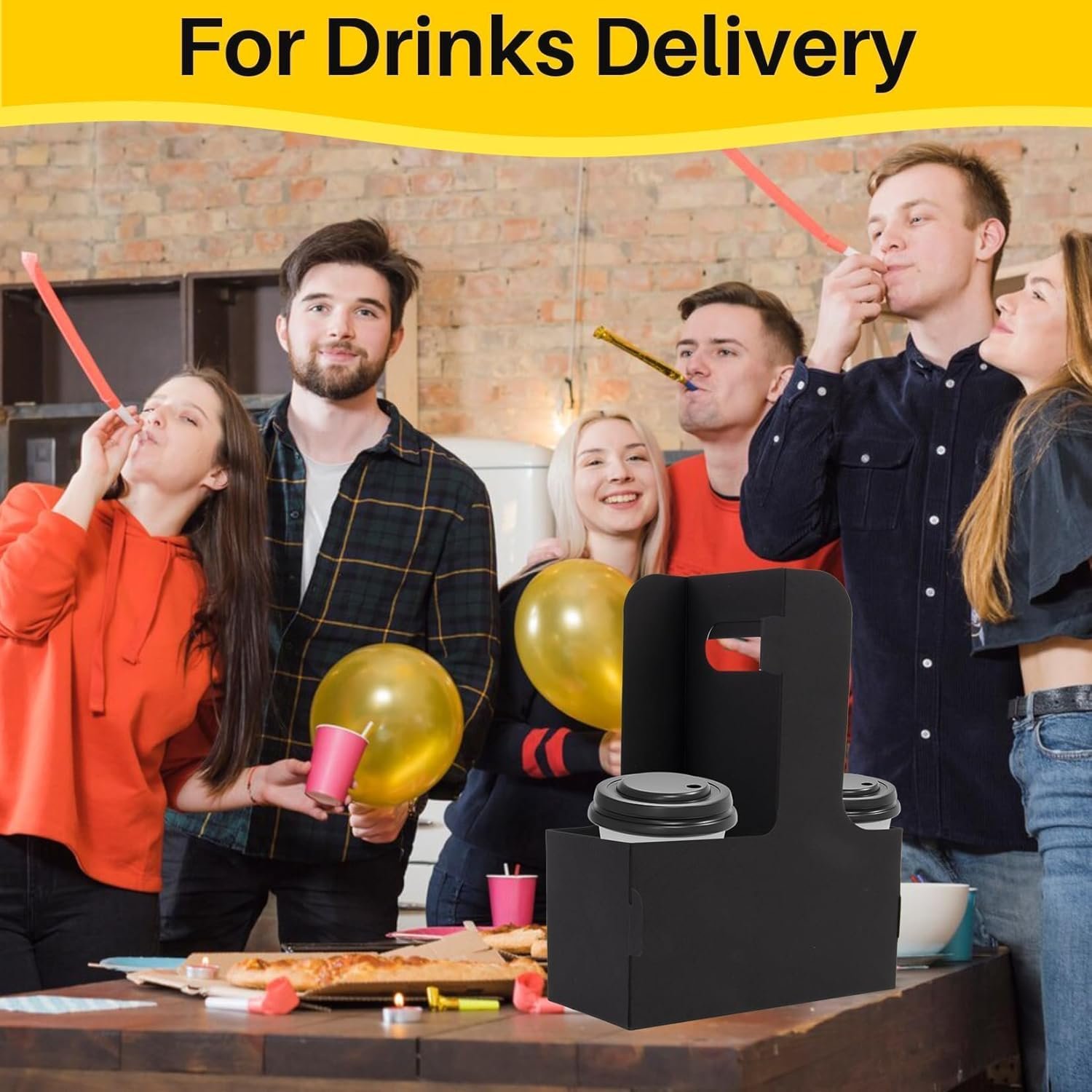 Portador de Bebidas de Papel desechable de 2 tazas con asa - 12 Piezas, Caddy portátil para bebidas, Logo Personalizado, resistente soporte para entregar bebidas calientes o frías, Proveedor.