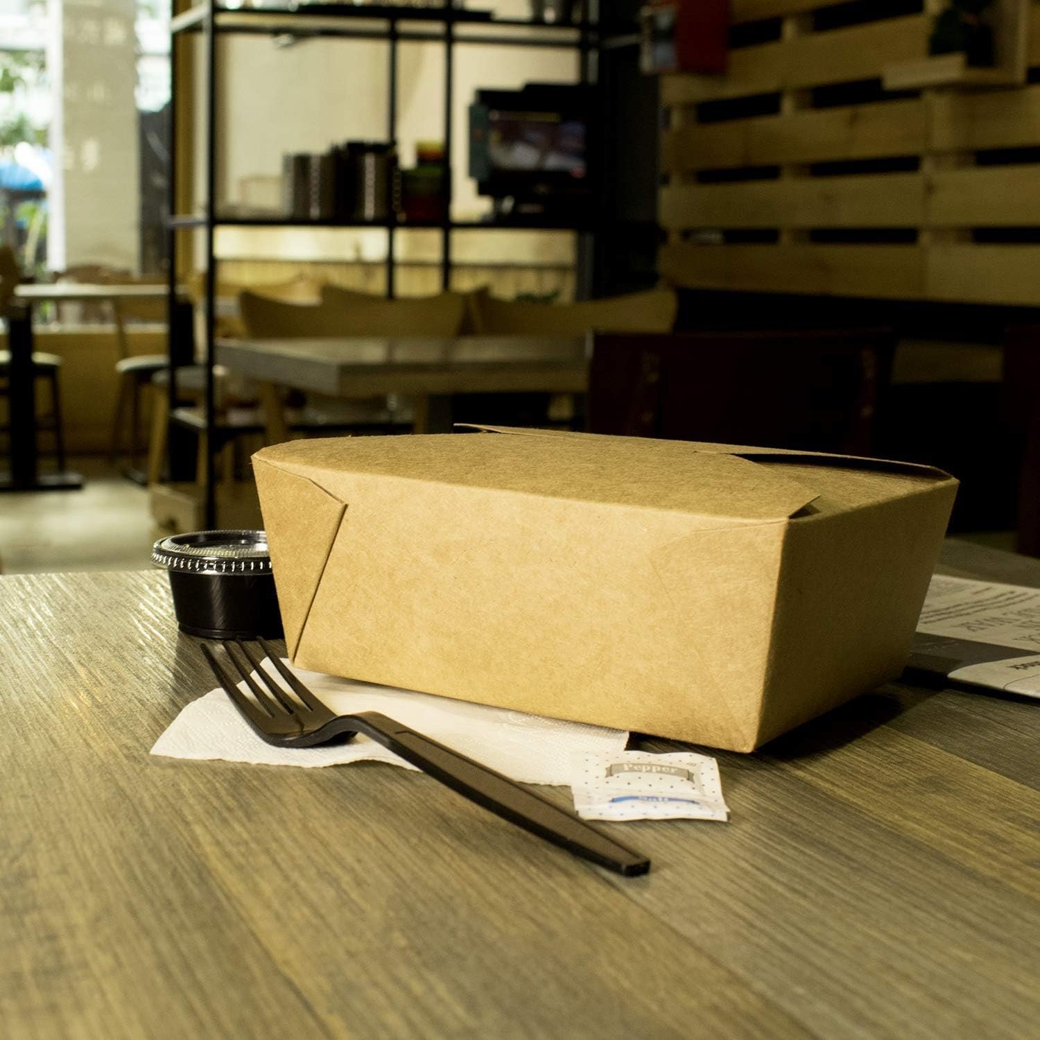 Logo Personalizado Cajas para Llevar de Papel Resistentes a Fugas y Microondas [48 oz - 300 ct] Apilables y Resistentes a la Grasa | Marca Blanca | Proveedor