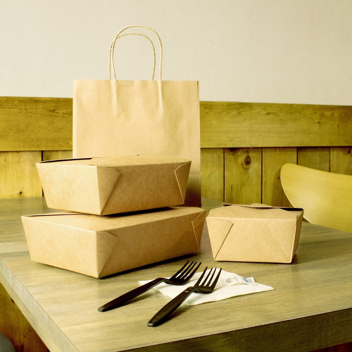 Logo Personalizado Cajas para Llevar de Papel Resistentes a Fugas y Microondas [48 oz - 300 ct] Apilables y Resistentes a la Grasa | Marca Blanca | Proveedor