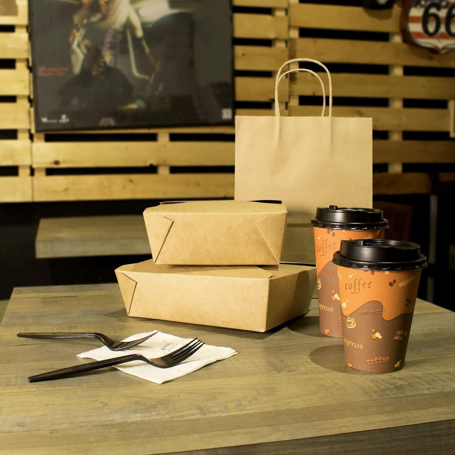 Logo Personalizado Cajas para Llevar de Papel Resistentes a Fugas y Microondas [48 oz - 300 ct] Apilables y Resistentes a la Grasa | Marca Blanca | Proveedor