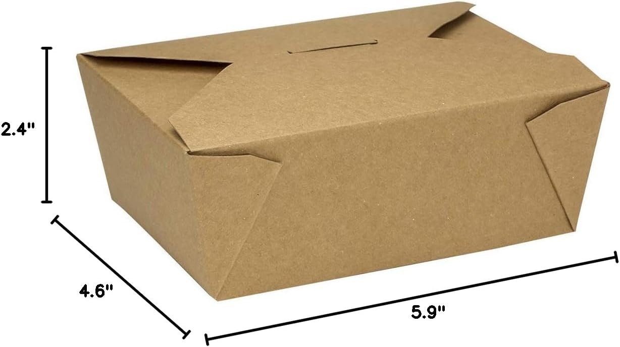 Logo Personalizado Cajas para Llevar de Papel Resistentes a Fugas y Microondas [48 oz - 300 ct] Apilables y Resistentes a la Grasa | Marca Blanca | Proveedor