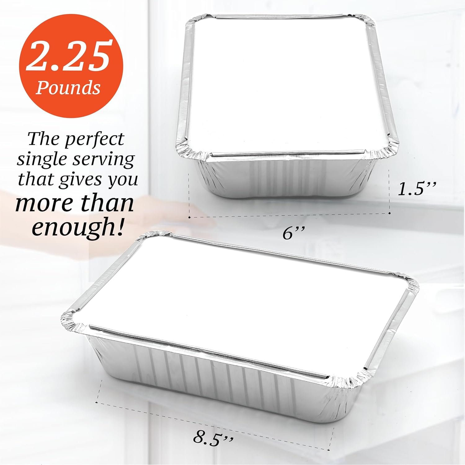 Contenedores de aluminio de 2.25 LB con tapa - 55 paquetes para llevar, a prueba de calor, ideales para la preparación de comidas, comida para llevar y comidas del congelador - Marca blanca del proveedor. Contenedores de aluminio de 2.25 LB con tapa - 55 paquetes para llevar, a prueba de calor, ideales para la preparación de comidas, comida para llevar y comidas del congelador - Marca blanca del proveedor.