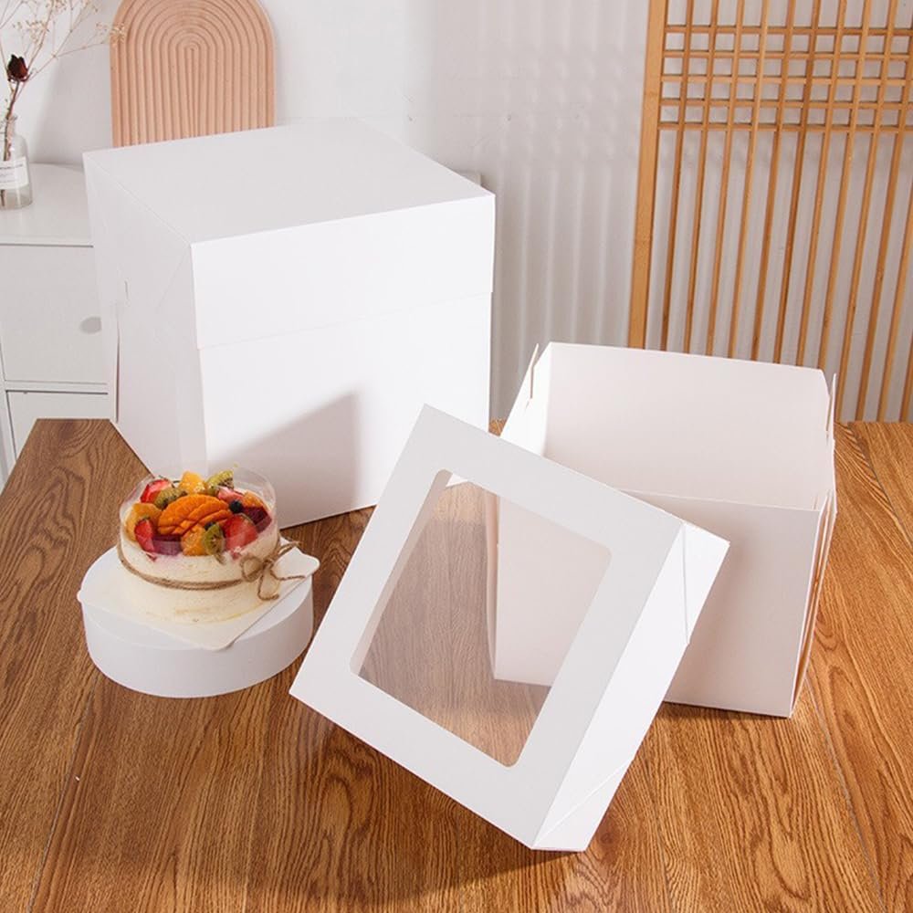 Caja de pastel cuadrada grande blanca de 12x12x12 pulgadas con ventana y cintas para bodas y cumpleaños, con logo personalizado, ideal para marcas blancas de eventos, proveedor confiable. Caja de pastel cuadrada grande blanca de 12x12x12 pulgadas con ventana y cintas para bodas y cumpleaños, con logo personalizado, ideal para marcas blancas de eventos, proveedor confiable.