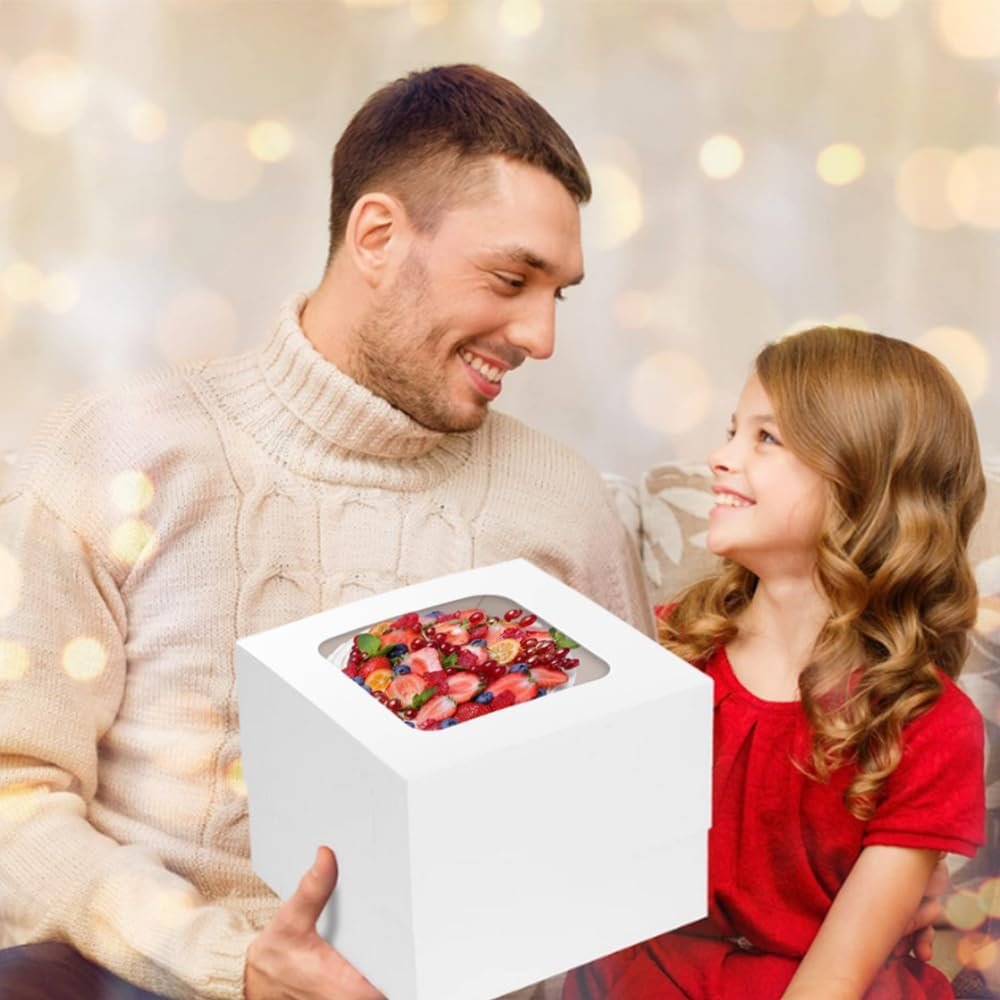 Caja de pastel cuadrada grande blanca de 12x12x12 pulgadas con ventana y cintas para bodas y cumpleaños, con logo personalizado, ideal para marcas blancas de eventos, proveedor confiable. Caja de pastel cuadrada grande blanca de 12x12x12 pulgadas con ventana y cintas para bodas y cumpleaños, con logo personalizado, ideal para marcas blancas de eventos, proveedor confiable.