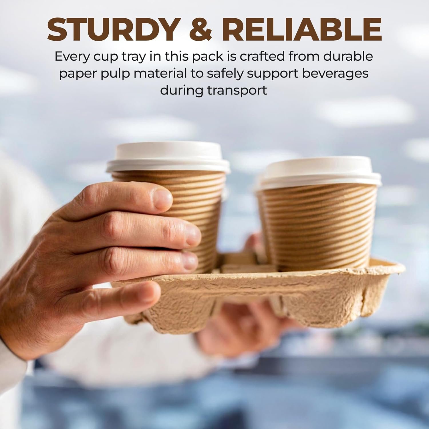 Portavasos de 4 tazas con logo personalizado para bebidas de 8-32 oz | Bandeja de 25 portavasos desechable y compostable para entrega de bebidas frías y calientes, ideal para cafeterías y restaurantes, marca blanca de un fabricante. Portavasos de 4 tazas con logo personalizado para bebidas de 8-32 oz | Bandeja de 25 portavasos desechable y compostable para entrega de bebidas frías y calientes, ideal para cafeterías y restaurantes, marca blanca de un fabricante.