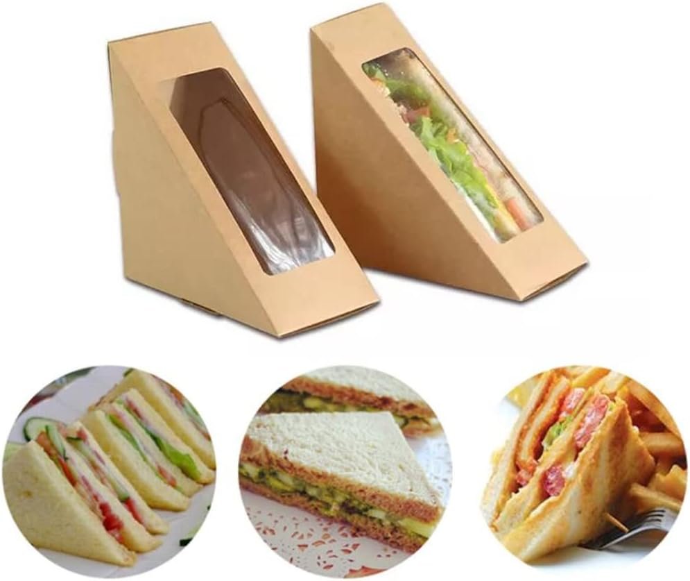 Logo Personalizado Cajas de Papel Kraft para Sándwich con Ventana, caja de cuña para charcutería y sushi, ideal para postres y porciones de pastel, Servicio de comida para llevar, Fábrica de envases (Marrón) Logo Personalizado Cajas de Papel Kraft para Sándwich con Ventana, caja de cuña para charcutería y sushi, ideal para postres y porciones de pastel, Servicio de comida para llevar, Fábrica de envases (Marrón)