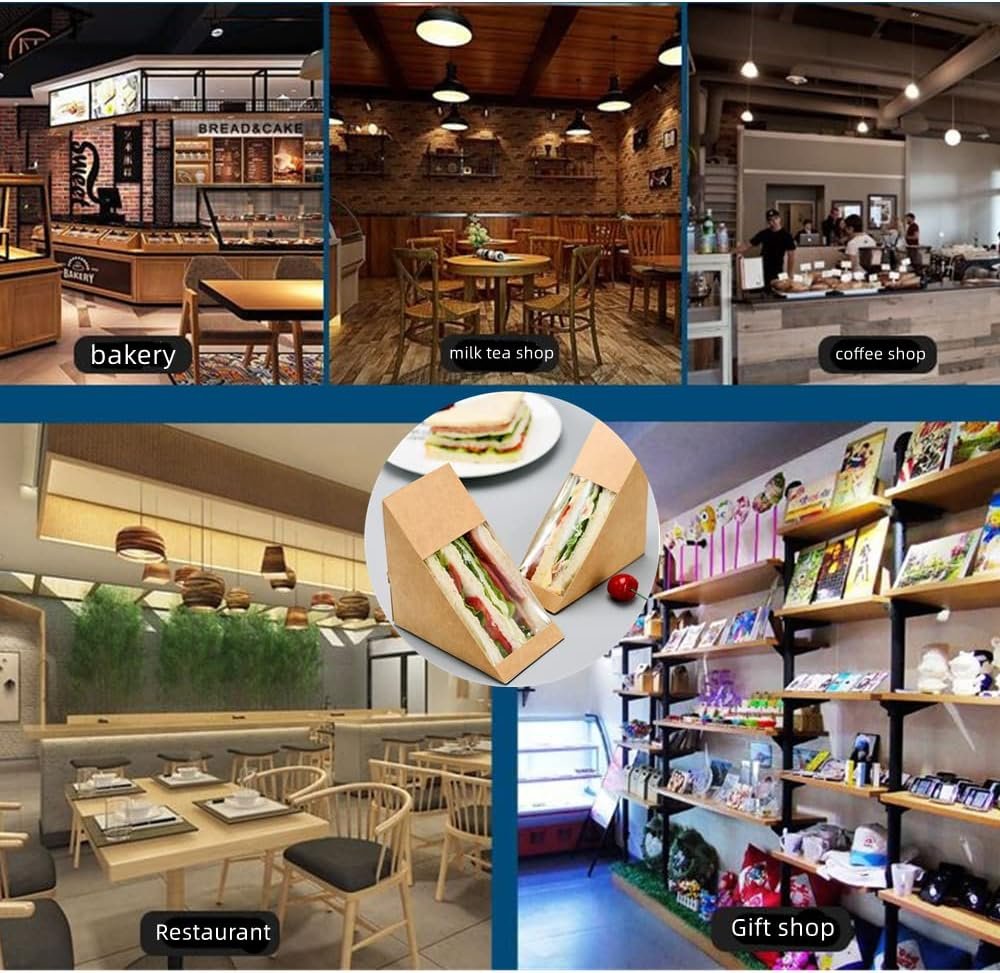 Logo Personalizado Cajas de Papel Kraft para Sándwich con Ventana, caja de cuña para charcutería y sushi, ideal para postres y porciones de pastel, Servicio de comida para llevar, Fábrica de envases (Marrón) Logo Personalizado Cajas de Papel Kraft para Sándwich con Ventana, caja de cuña para charcutería y sushi, ideal para postres y porciones de pastel, Servicio de comida para llevar, Fábrica de envases (Marrón)