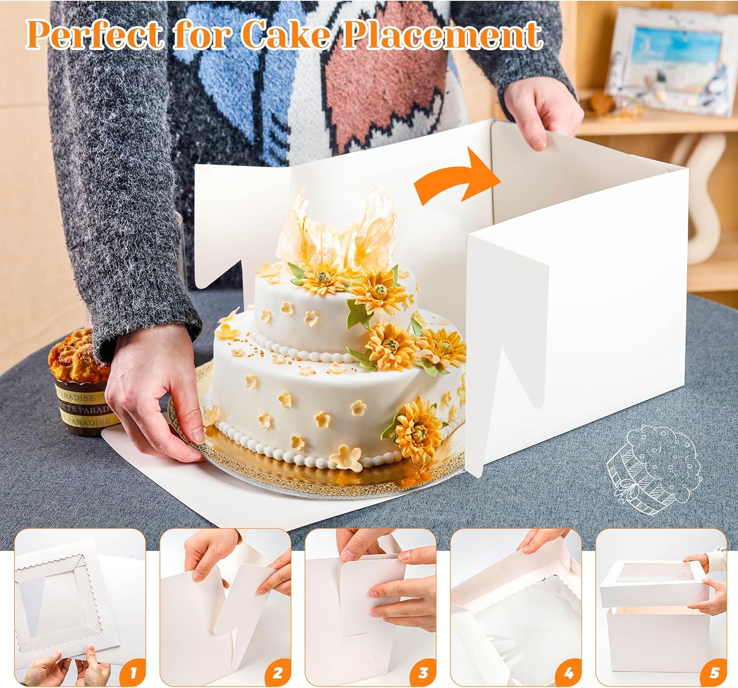 Cajas Para Pasteles 12x12x8 Pulgadas con Ventana, Logo Personalizado, Marca Blanca, Proveedor de empaques para Bodas, Cumpleaños y Fiestas Cajas Para Pasteles 12x12x8 Pulgadas con Ventana, Logo Personalizado, Marca Blanca, Proveedor de empaques para Bodas, Cumpleaños y Fiestas