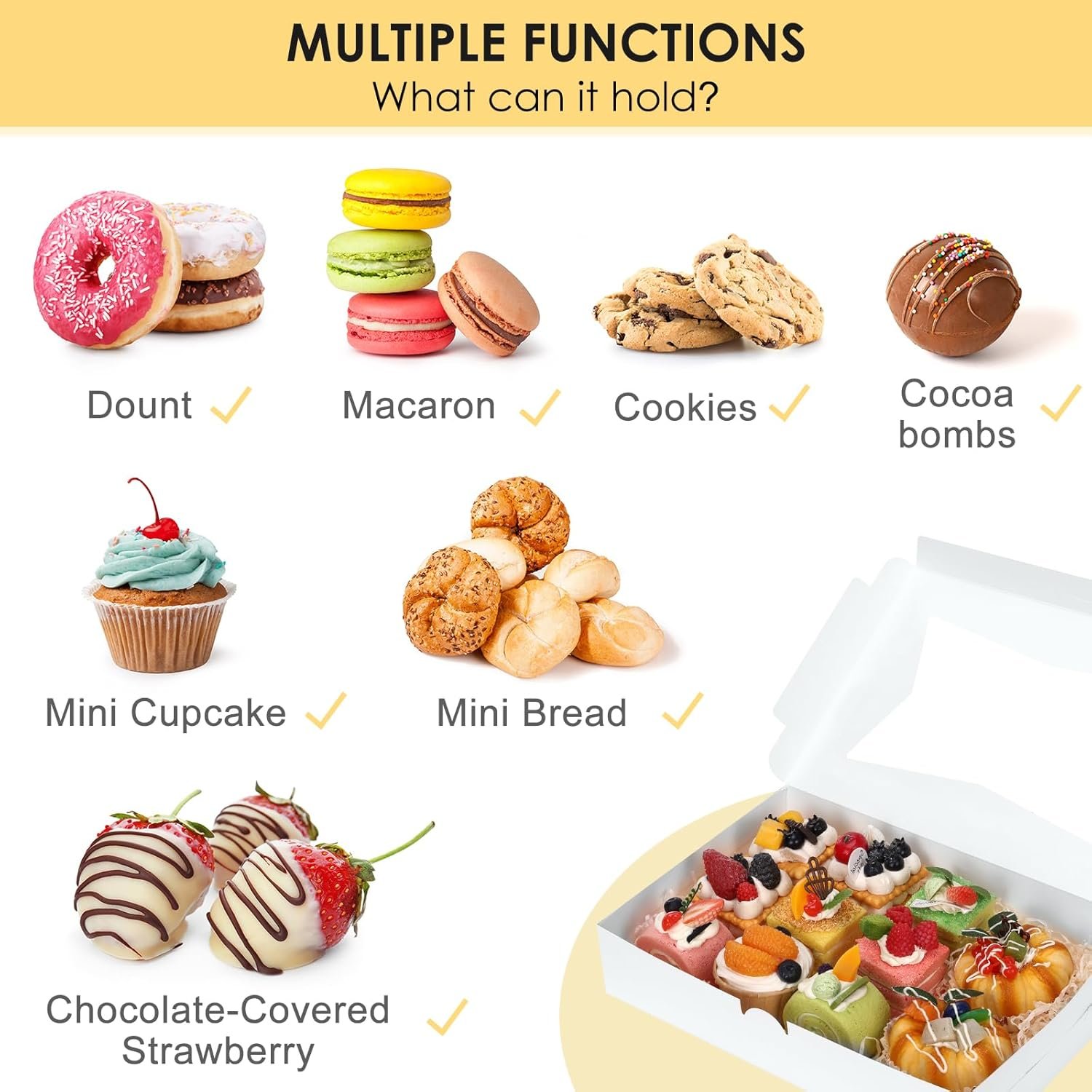 Cajas de pastelería de 48 piezas, 12x8x2.5 pulgadas, con tres estilos de ventana para fresas con chocolate, postres y galletas, personalización de logo disponible, ideal para marca blanca, proveedor confiable. Cajas de pastelería de 48 piezas, 12x8x2.5 pulgadas, con tres estilos de ventana para fresas con chocolate, postres y galletas, personalización de logo disponible, ideal para marca blanca, proveedor confiable.