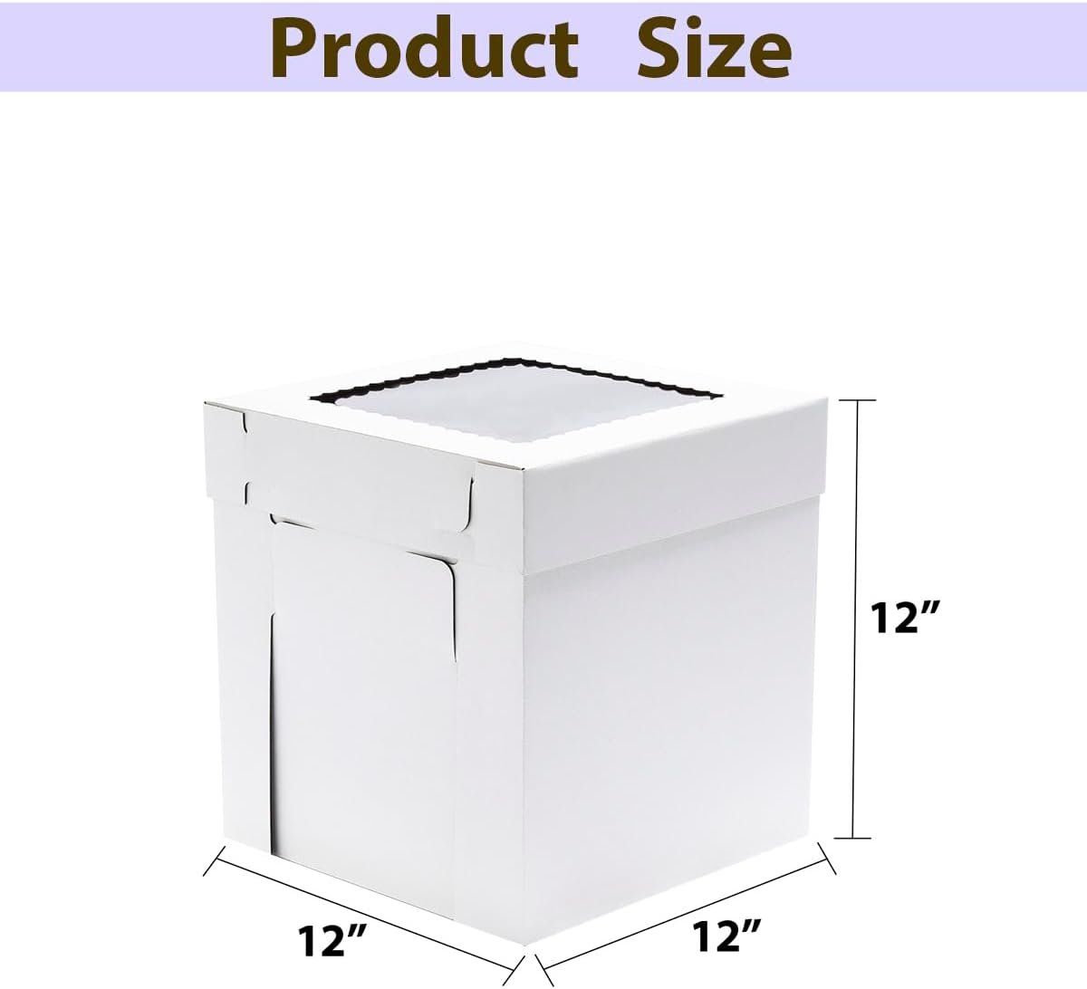 Caja de pastel alta con ventana, 6 paquetes de 12x12x12 pulgadas, ideal para tortas de pisos, con logo personalizado, resistente y desechable, proveedor de envases para pasteles. Caja de pastel alta con ventana, 6 paquetes de 12x12x12 pulgadas, ideal para tortas de pisos, con logo personalizado, resistente y desechable, proveedor de envases para pasteles.