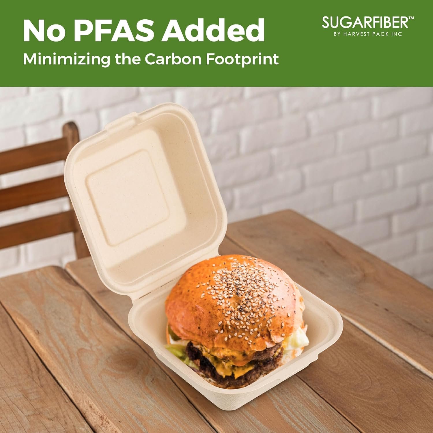 Contenedores de comida compostables [50 UNIDADES] con logo personalizado, 6 x 6