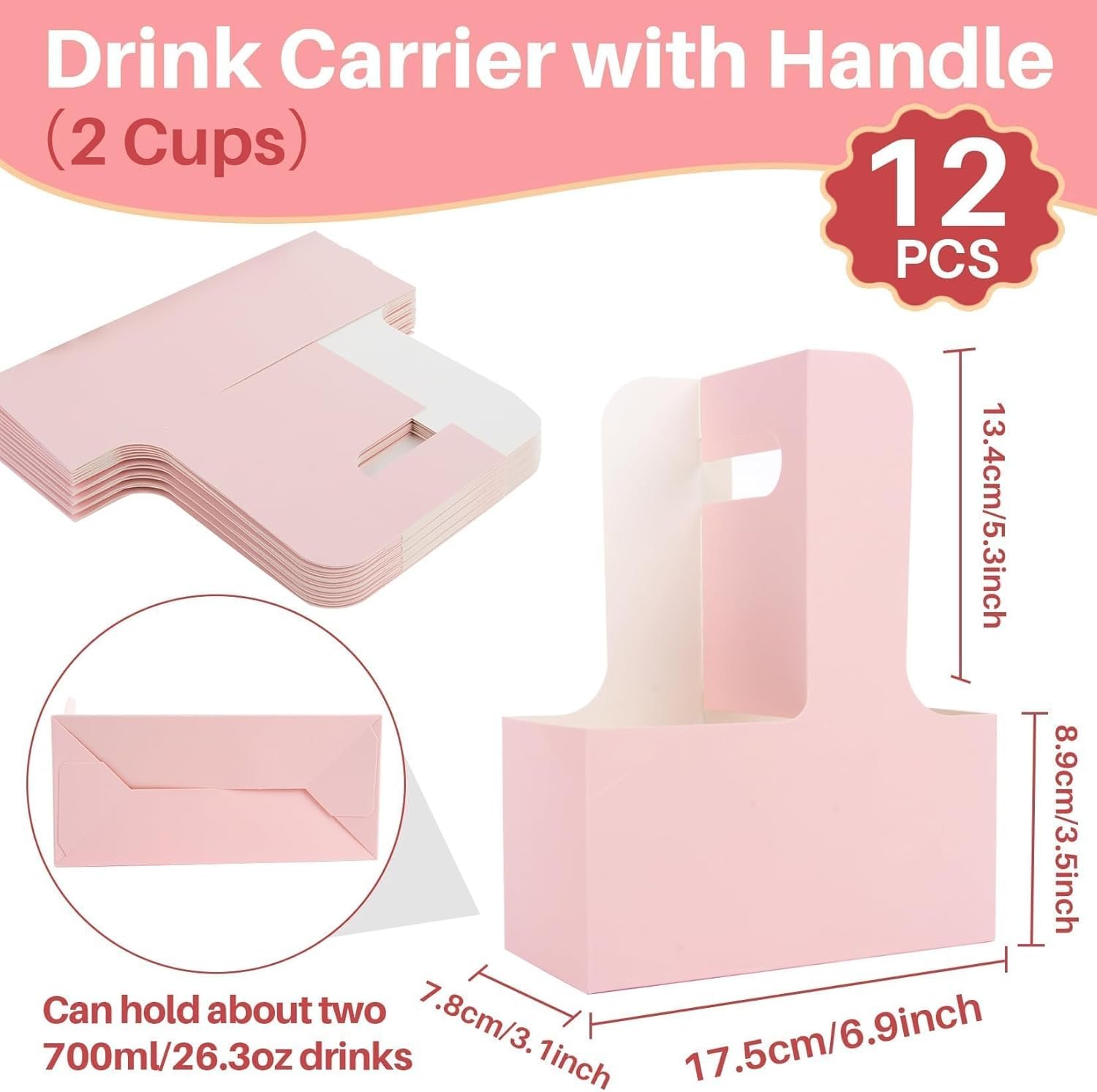Portador de Bebidas de Cartón Descartable de 2 Tazas con Mango - 12 Piezas, Soporte de Café Portátil, Caddy para Bebidas Plegable Ideal para Entrega de Comida, Personaliza con Logo, Fábrica de Accesorios para Bebidas Calientes y Frías. Portador de Bebidas de Cartón Descartable de 2 Tazas con Mango - 12 Piezas, Soporte de Café Portátil, Caddy para Bebidas Plegable Ideal para Entrega de Comida, Personaliza con Logo, Fábrica de Accesorios para Bebidas Calientes y Frías.