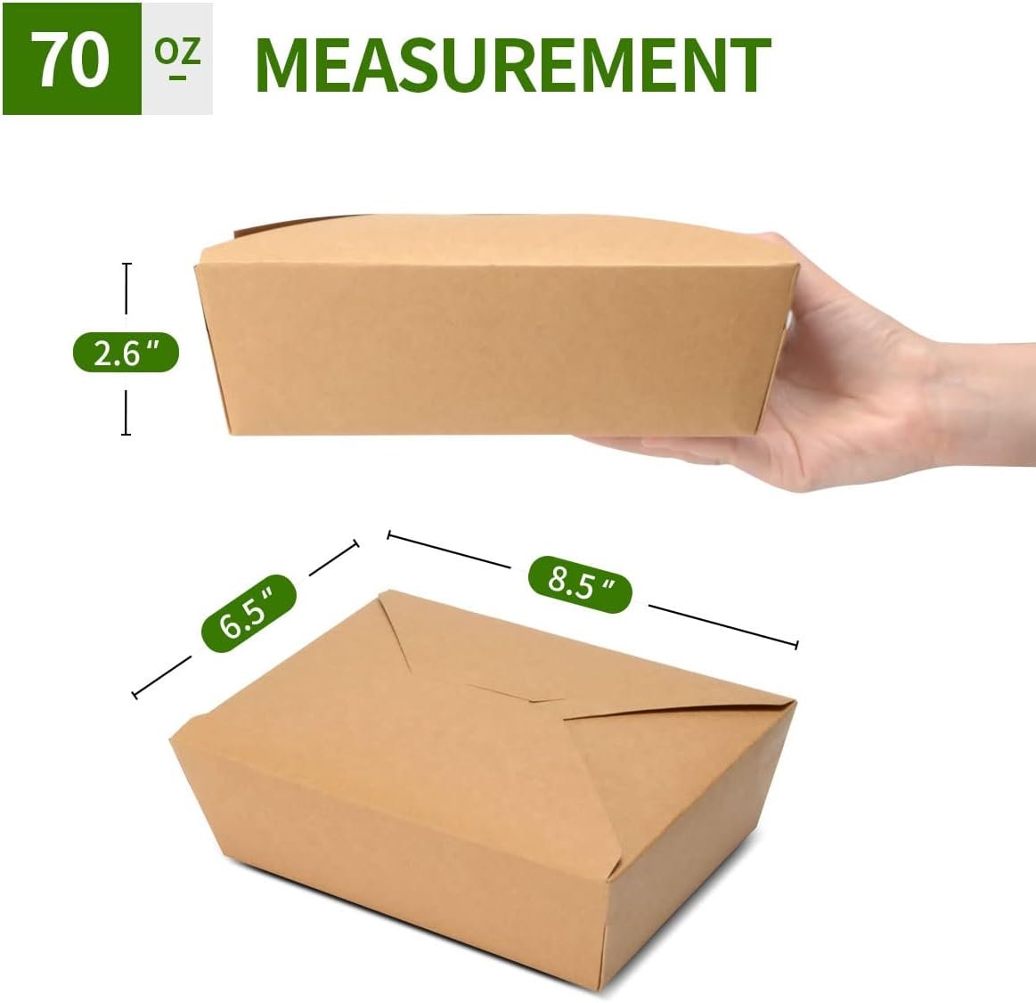 Logo Personalizado 50 Paquetes de Contenedores Grande para Comida para Llevar de 70 oz - Caja de Cartón Kraft Resistente a Grasas para Almuerzo - Marca Blanca de Fábrica para Restaurante, Hogar y Fiesta Logo Personalizado 50 Paquetes de Contenedores Grande para Comida para Llevar de 70 oz - Caja de Cartón Kraft Resistente a Grasas para Almuerzo - Marca Blanca de Fábrica para Restaurante, Hogar y Fiesta