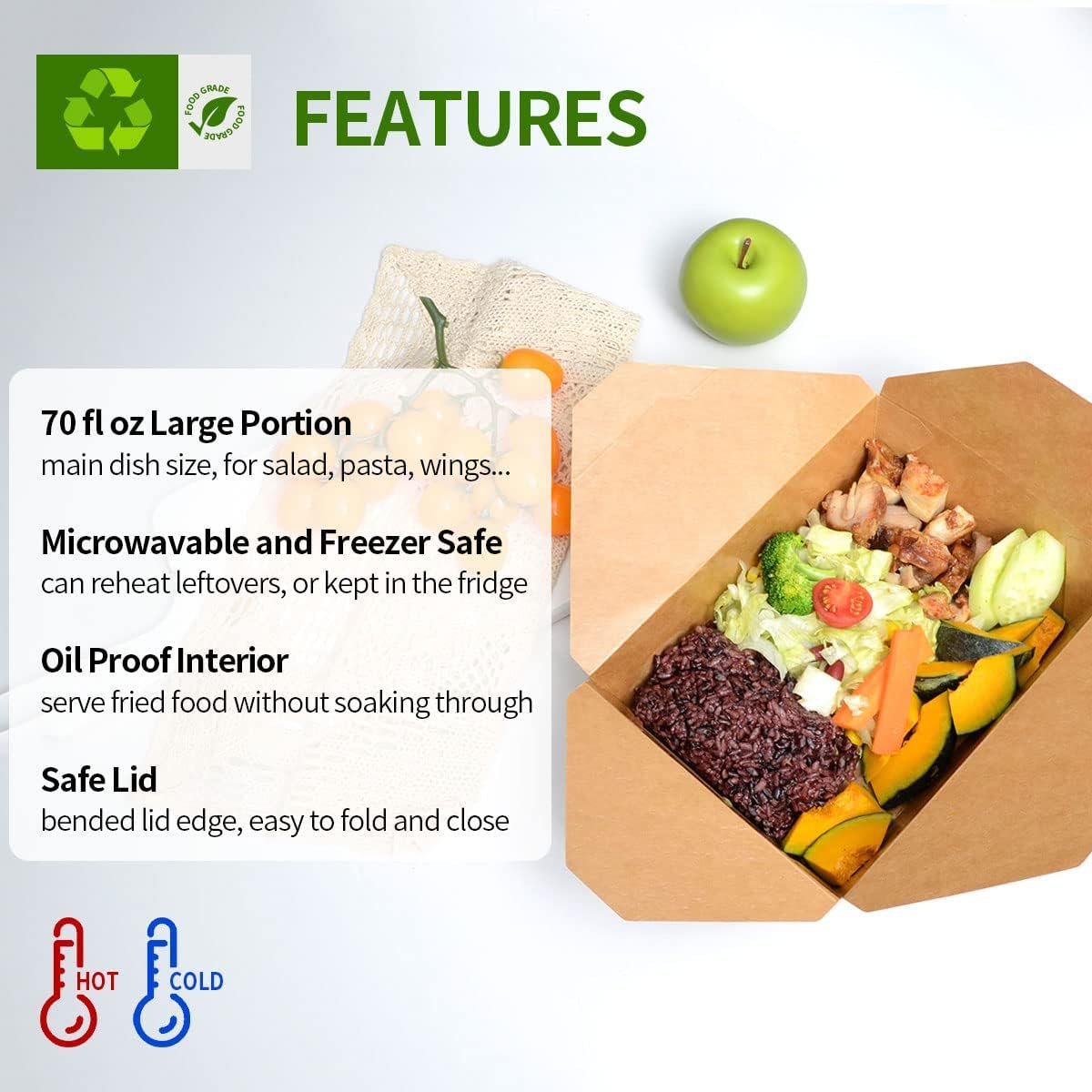 Logo Personalizado 50 Paquetes de Contenedores Grande para Comida para Llevar de 70 oz - Caja de Cartón Kraft Resistente a Grasas para Almuerzo - Marca Blanca de Fábrica para Restaurante, Hogar y Fiesta Logo Personalizado 50 Paquetes de Contenedores Grande para Comida para Llevar de 70 oz - Caja de Cartón Kraft Resistente a Grasas para Almuerzo - Marca Blanca de Fábrica para Restaurante, Hogar y Fiesta