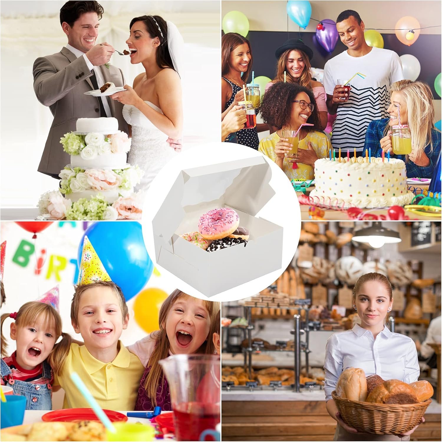 Caja de Treats Personalizada con Logo, 30 Piezas de Cajas Blancas para Pasteles con Ventana, 6 x 6 x 3 Pulgadas, Marca Blanca de Cartón para Galletas, Macarons y Fábrica de Repostería Caja de Treats Personalizada con Logo, 30 Piezas de Cajas Blancas para Pasteles con Ventana, 6 x 6 x 3 Pulgadas, Marca Blanca de Cartón para Galletas, Macarons y Fábrica de Repostería