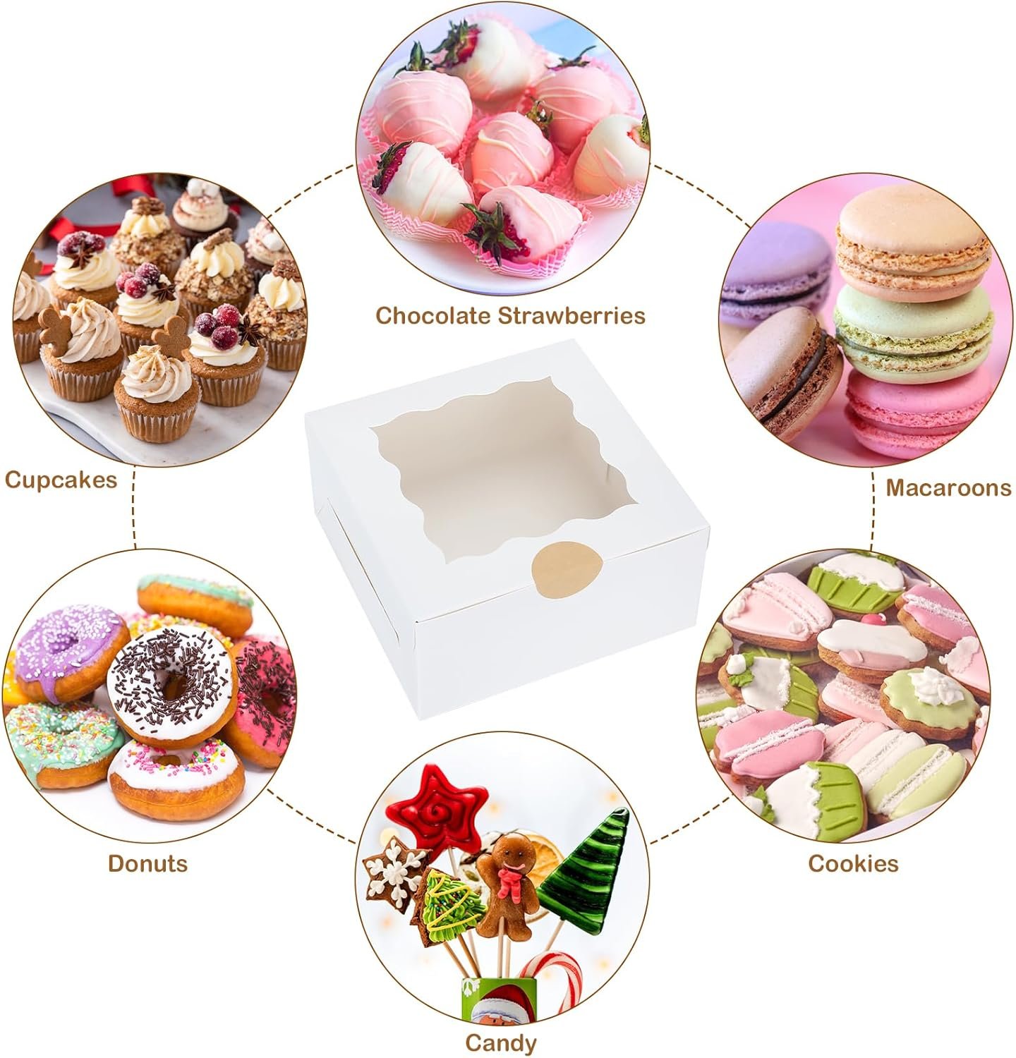 Caja de Treats Personalizada con Logo, 30 Piezas de Cajas Blancas para Pasteles con Ventana, 6 x 6 x 3 Pulgadas, Marca Blanca de Cartón para Galletas, Macarons y Fábrica de Repostería Caja de Treats Personalizada con Logo, 30 Piezas de Cajas Blancas para Pasteles con Ventana, 6 x 6 x 3 Pulgadas, Marca Blanca de Cartón para Galletas, Macarons y Fábrica de Repostería