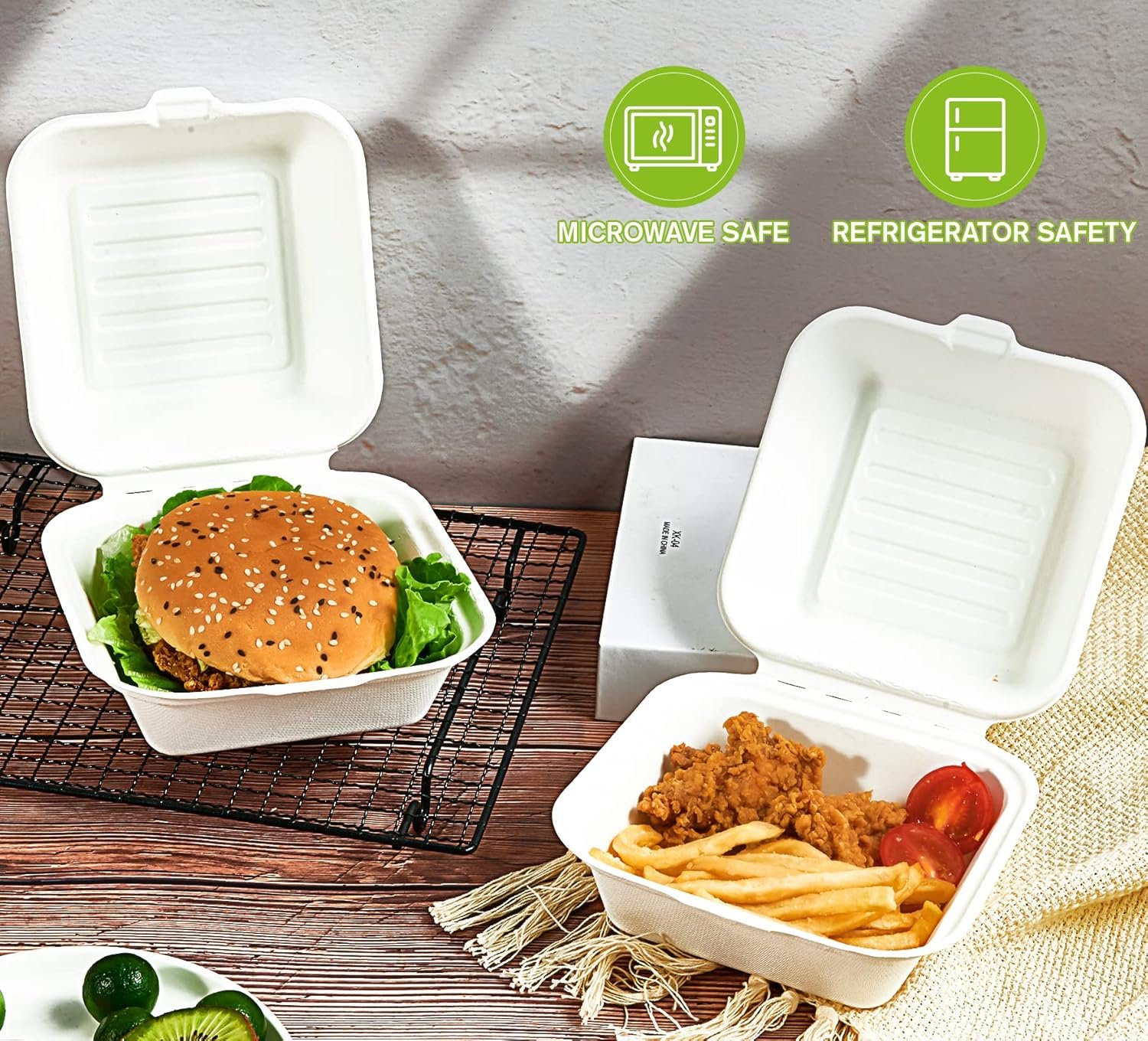 Logo Personalizado Contenedores de Comida desechables 100% compostables Clamshell 200 Pack, cajas para ensaladas, pasteles y sándwiches de 6 * 6 pulgadas, Proveedor de soluciones sostenibles. Logo Personalizado Contenedores de Comida desechables 100% compostables Clamshell 200 Pack, cajas para ensaladas, pasteles y sándwiches de 6 * 6 pulgadas, Proveedor de soluciones sostenibles.