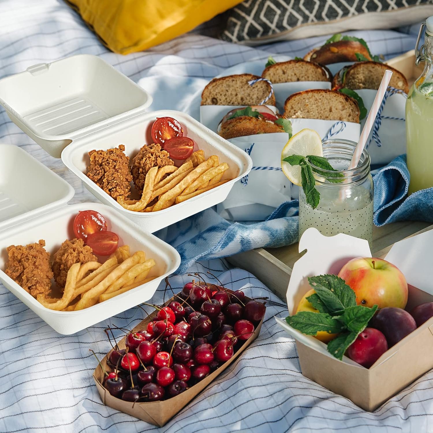 Logo Personalizado Contenedores de Comida desechables 100% compostables Clamshell 200 Pack, cajas para ensaladas, pasteles y sándwiches de 6 * 6 pulgadas, Proveedor de soluciones sostenibles. Logo Personalizado Contenedores de Comida desechables 100% compostables Clamshell 200 Pack, cajas para ensaladas, pasteles y sándwiches de 6 * 6 pulgadas, Proveedor de soluciones sostenibles.