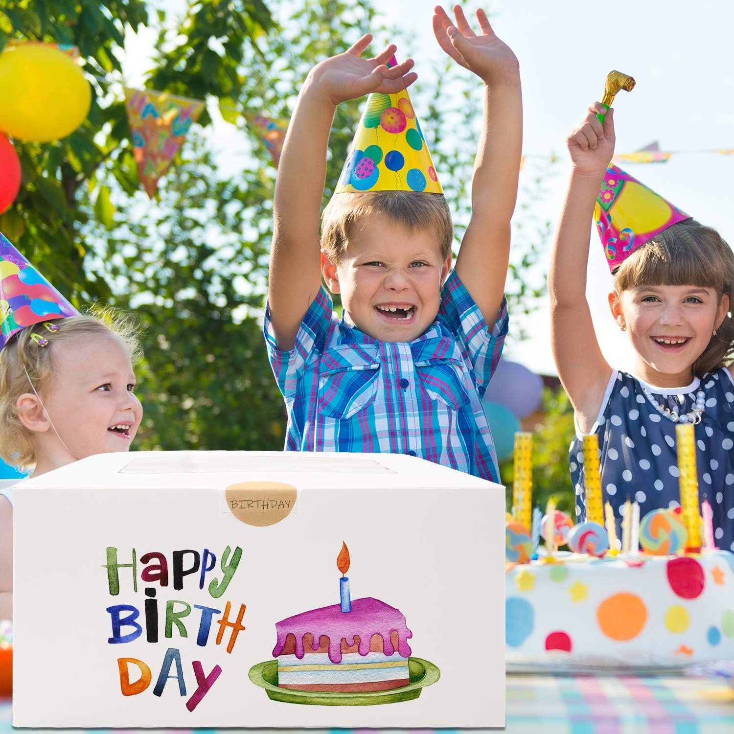 Cajas de pasteles 24 piezas con ventana, 10x10x5 pulgadas, personalizadas con logo, ideales para cumpleaños, bodas, pasteles, chocolates, galletas y pie, marca blanca de Fábrica.