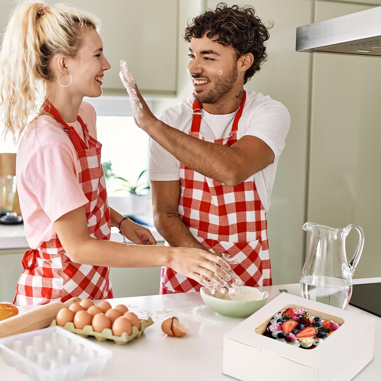 Cajas de pasteles 24 piezas con ventana, 10x10x5 pulgadas, personalizadas con logo, ideales para cumpleaños, bodas, pasteles, chocolates, galletas y pie, marca blanca de Fábrica.