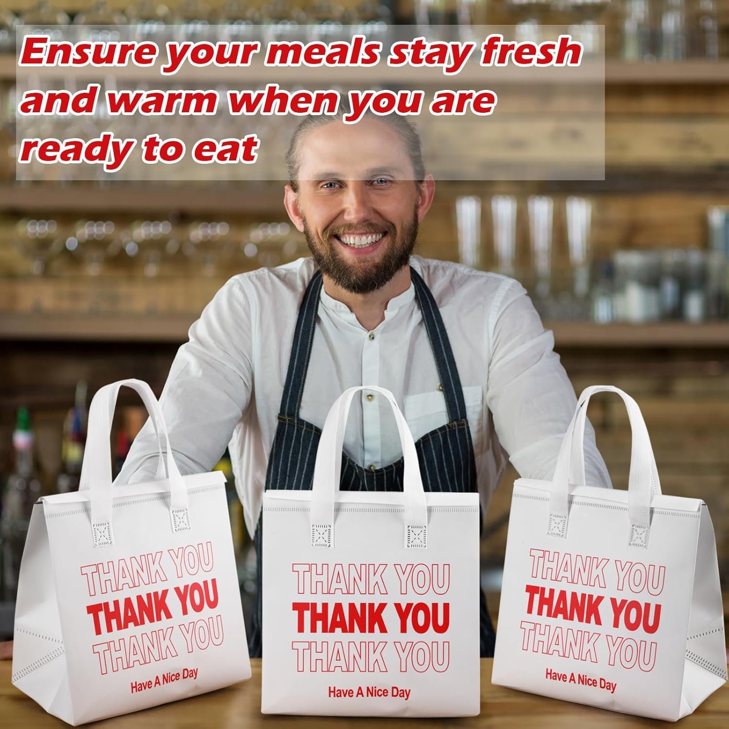 Logo Personalizado Bolsas Térmicas Aislantes para Comida a Granel 80 Pcs 9.5 x 9.5 x 6 Pulgadas para Comida Fría y Caliente, Ideal para Viajes, Pizza, Café, Leche, Catering, Restaurante y Picnic, Proveedor