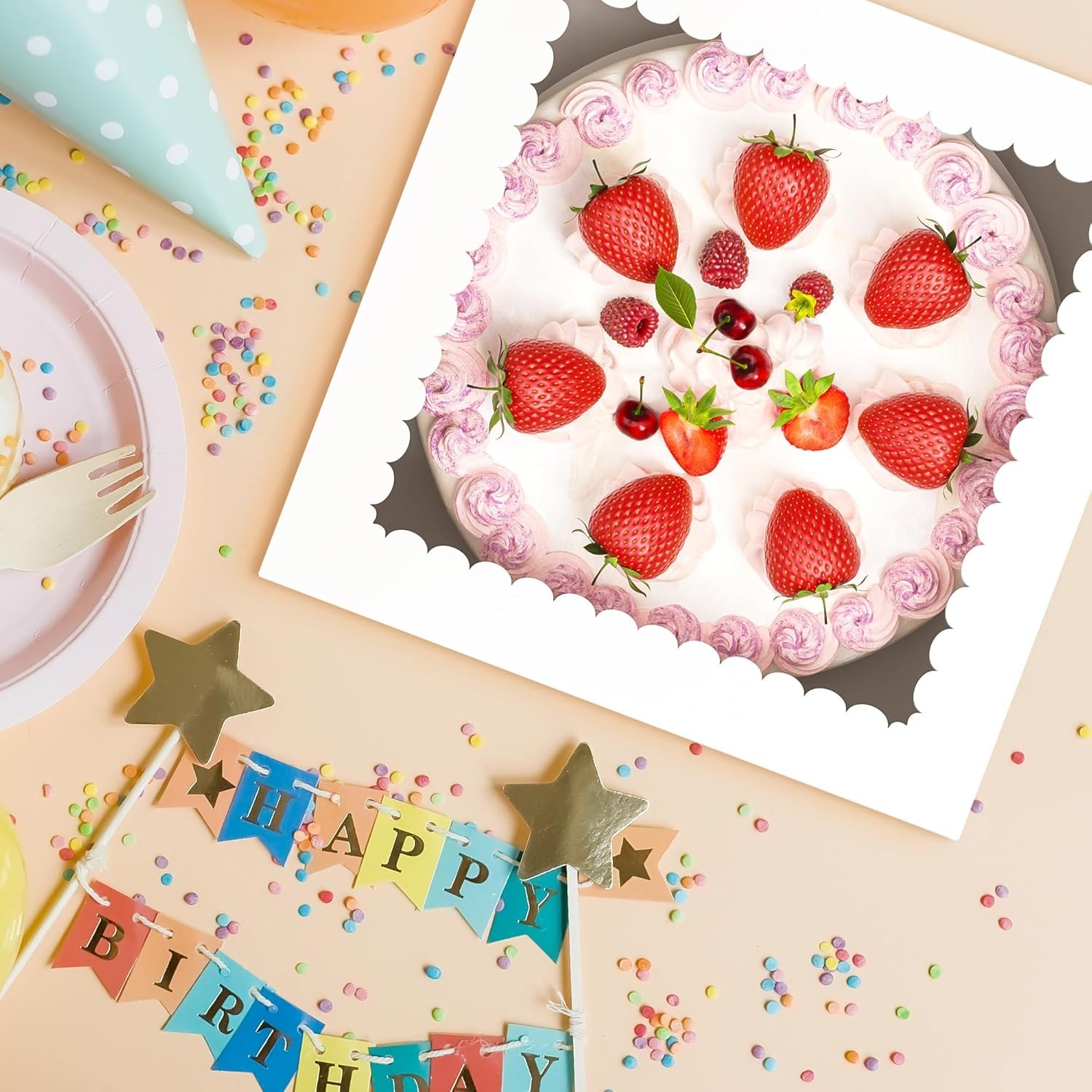 Caja de pastel blanca con ventana, 3 paquetes de 10x10x8 pulgadas, ideal para cumpleaños, postres, galletas y bodas, con opción de logo personalizado, productos de marca blanca de calidad del proveedor.