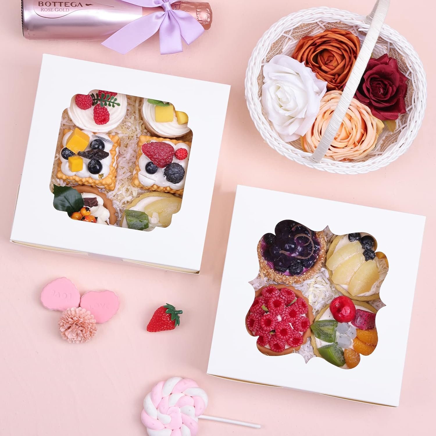 Caja de galletas 60pcs con logo personalizado, 8x8x2.5 pulgadas, cajas de pastelería con ventanas en 2 estilos para chocolate, fresas, tartas, pasteles y postres, proveedor de soluciones de embalaje. Caja de galletas 60pcs con logo personalizado, 8x8x2.5 pulgadas, cajas de pastelería con ventanas en 2 estilos para chocolate, fresas, tartas, pasteles y postres, proveedor de soluciones de embalaje.