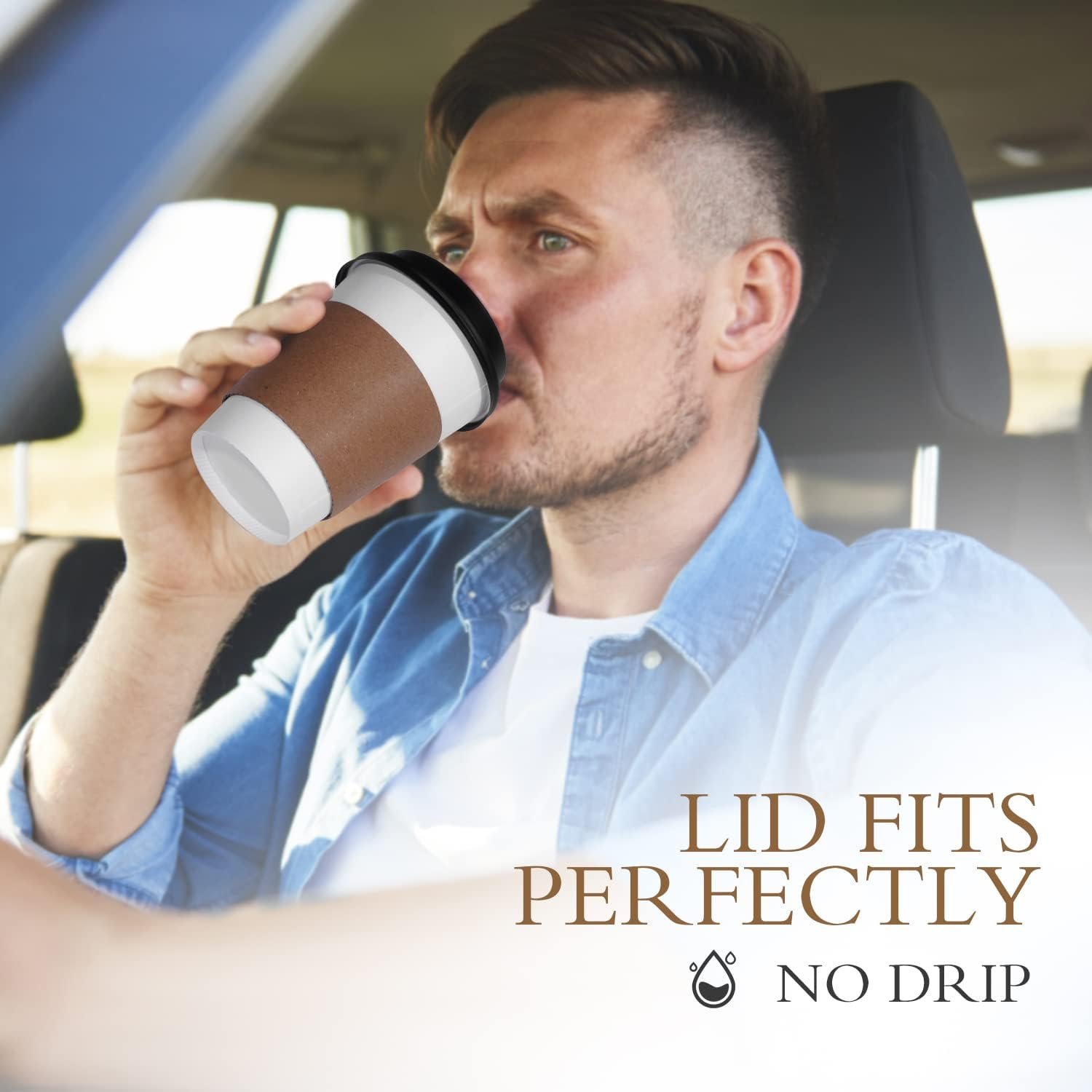 Tazas de papel desechables gruesas de 12 oz para café caliente con tapa y manguito, Logo Personalizado, ideales para café para llevar, chocolate caliente y suministros de cafetería, Fabricante.