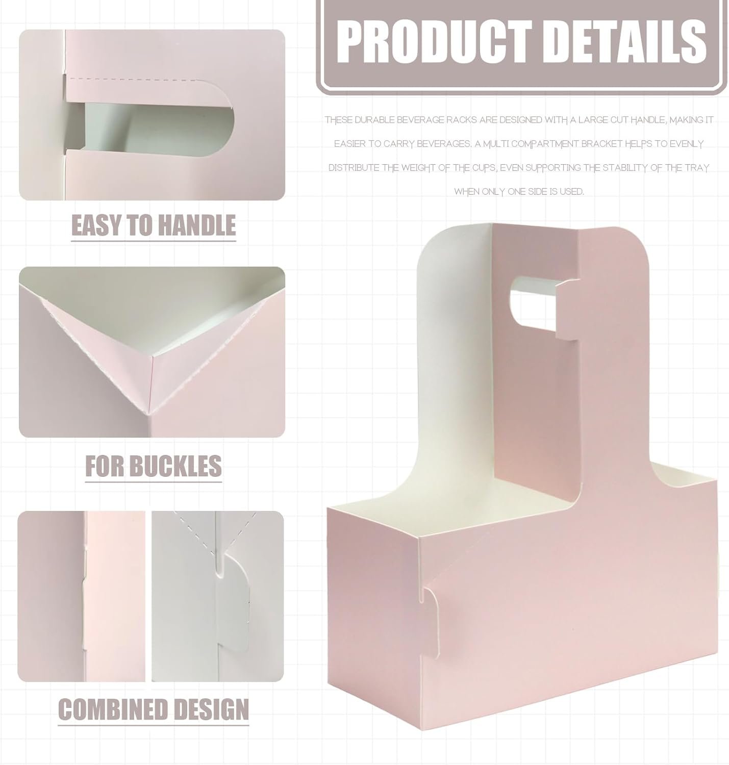 Logo Personalizado Portavasos Desechable de 2 Tazas, Soporte de Cartón Rosa para Bebidas Calientes o Frías, 15 Contenedores para Café, Entregas de Comida, Marca Blanca, Proveedor de Soluciones de Embalaje.