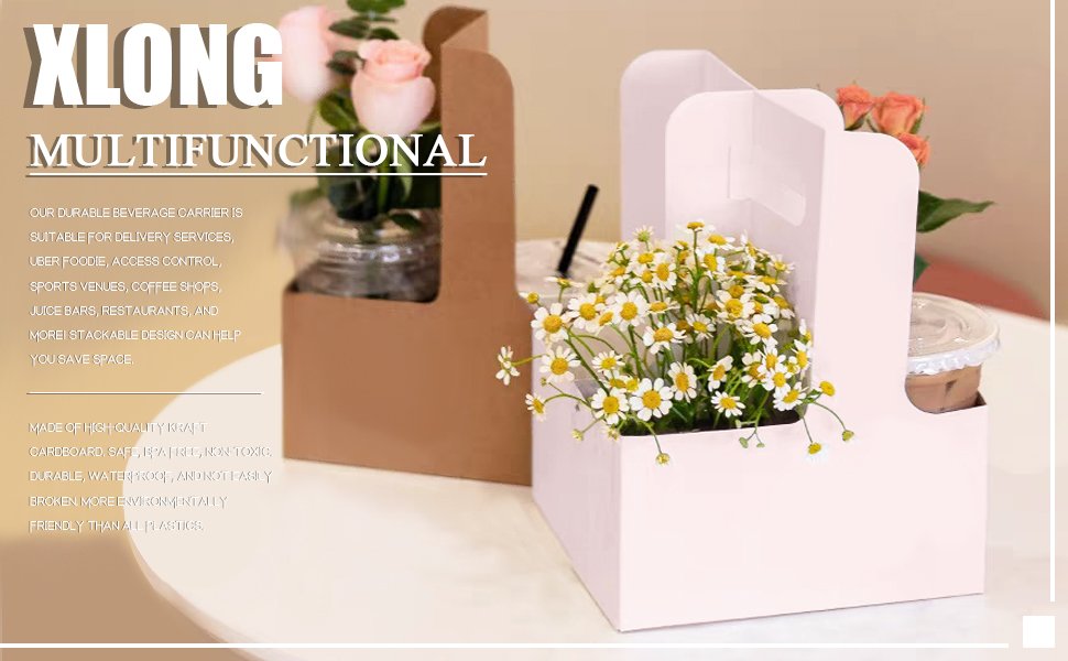 Logo Personalizado Portavasos Desechable de 2 Tazas, Soporte de Cartón Rosa para Bebidas Calientes o Frías, 15 Contenedores para Café, Entregas de Comida, Marca Blanca, Proveedor de Soluciones de Embalaje.