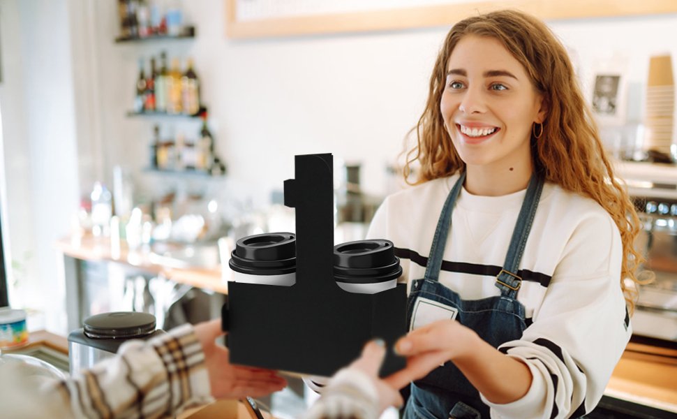 Logo Personalizado Portavasos Desechable de 2 Tazas, Soporte de Cartón Rosa para Bebidas Calientes o Frías, 15 Contenedores para Café, Entregas de Comida, Marca Blanca, Proveedor de Soluciones de Embalaje.