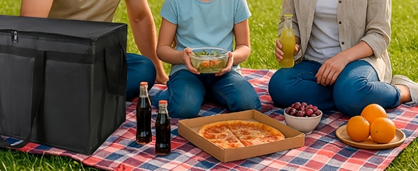 Logo Personalizado Bolsa Térmica de Entrega de Alimentos Reutilizable, Ideal para Catering y Eventos, Con Capacidad Grande para Mantener la Comida Caliente o Fría, Marca Blanca para Empresas, Proveedor de Soluciones Efectivas (Negra con Ribete Rojo, 1PK)