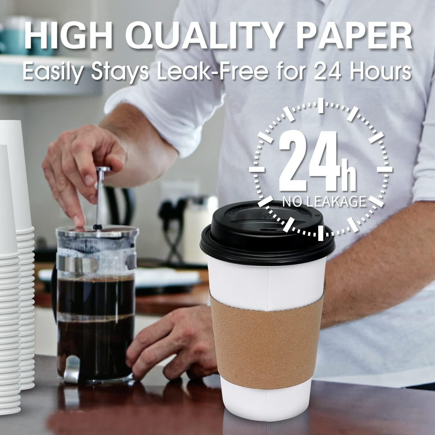Tazas desechables de café de 16 oz con tapas y fundas para llevar, personalizadas con logo, ideales para bebidas calientes, chocolate, cacao y bar de café, fabricadas por nuestro proveedor. Tazas desechables de café de 16 oz con tapas y fundas para llevar, personalizadas con logo, ideales para bebidas calientes, chocolate, cacao y bar de café, fabricadas por nuestro proveedor.