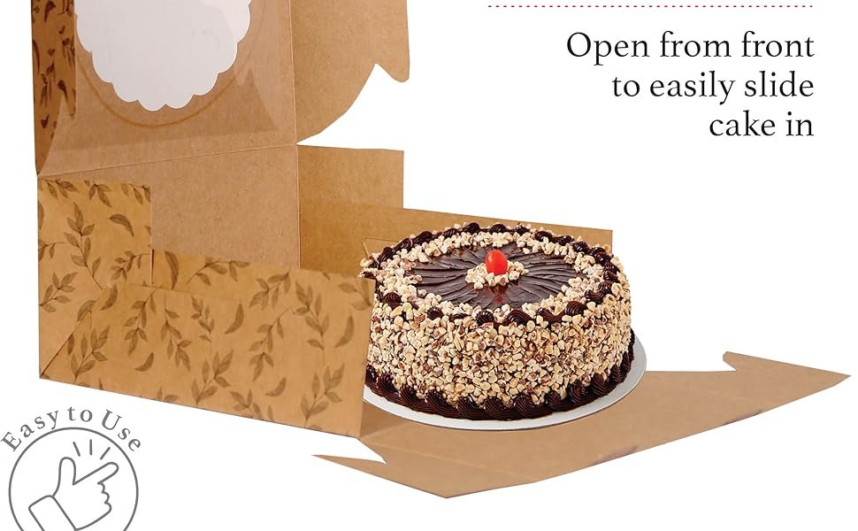 Cajas de Pasteles Kraft con Ventana (10 piezas) - Cajas Marrones para Pasteles, Donas, Tartas, Galletas, Cupcakes, Chocolates, Postres, Logo Personalizado, Tamaño 10x10x5 Pulgadas, Proveedor.