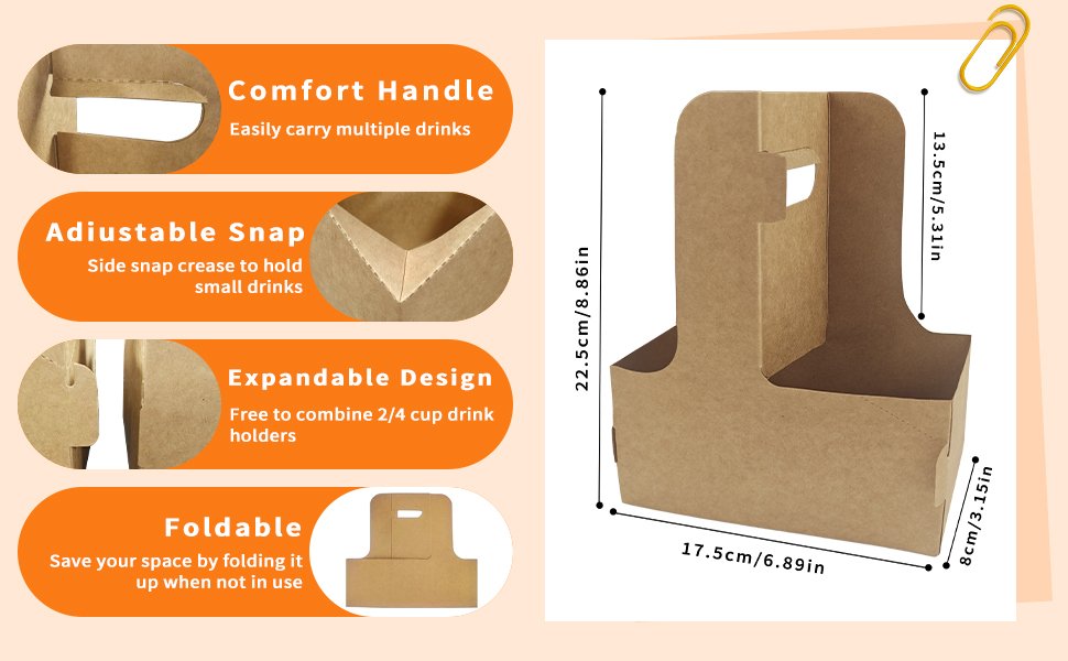 Logo Personalizado Soporte para Bebidas de 2 Tazas, 8 Pack Porta Tazas de Café con Asa, Porta Tazas de Cartón para Bebidas Calientes o Frías, Carrier de Café con Cinta y Tarjeta para Servicios de Entrega de Comida y Bouquet (Rosa) Proveedor