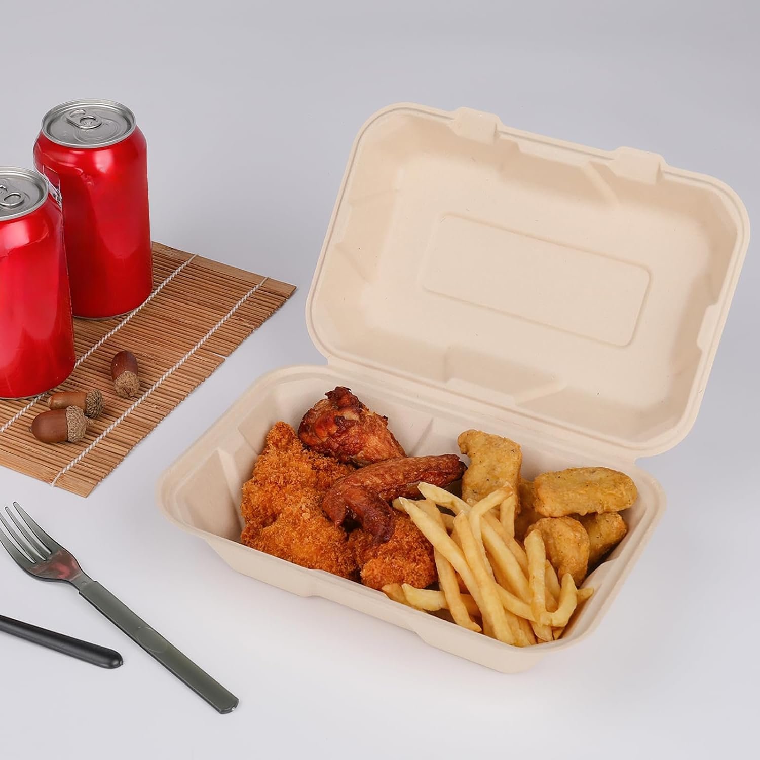 Logo Personalizado Cajas de Almuerzo Desechables Biodegradables de 100 Unidades 9x6 Pulgadas con Tapa Eco-Friendly Clamshell para Comida Marca Blanca Proveedor Logo Personalizado Cajas de Almuerzo Desechables Biodegradables de 100 Unidades 9x6 Pulgadas con Tapa Eco-Friendly Clamshell para Comida Marca Blanca Proveedor